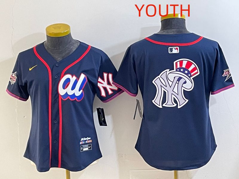 Youth 2025 New York Yankees Blank Drak Blue All star Nike MLB Jersey style 07